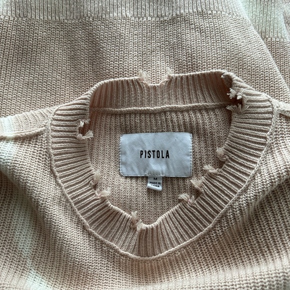 Pistola Darya distressed ribbed cream cotton sweater Women’s Size M *Oversized* - Picture 7 of 8